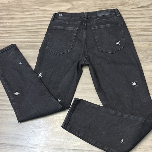 PISTOLA HIGH RISE BUTTON FLY BLACK JEANS WITH EMBROIDERED STARS 26 - Picture 8 of 16